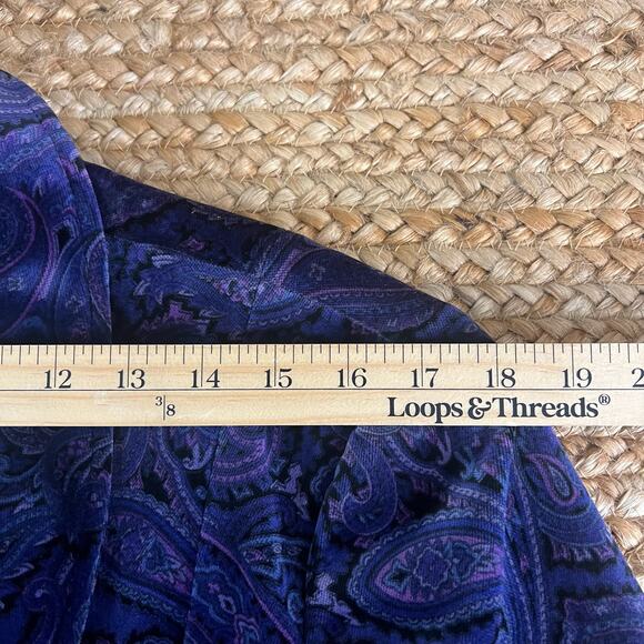Lafayette 148 New York Velvet Paisley Blazer 12 | Purple Lined Y2K Glam Jacket - Picture 8 of 12